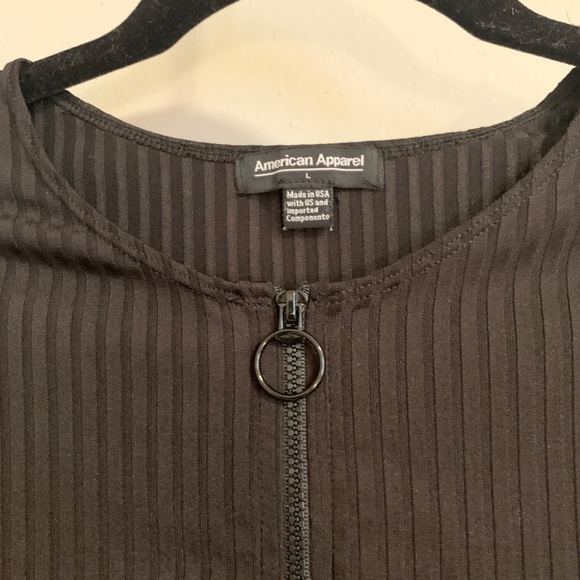 American Apparel Black Ribbed Bodysuit Size L - Picture 2 of 3